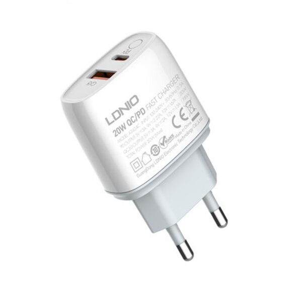 شارژر دیواری الدینیو مدل A2424C به‌ همراه کابل تبدیل MicroUSB