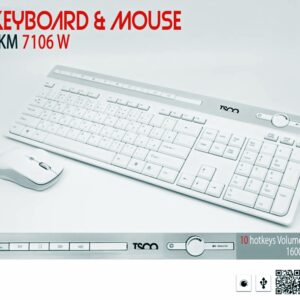 کیبورد و ماوس بی سیم تسکو مدل TKM 7106W با حروف فارسی - سفید