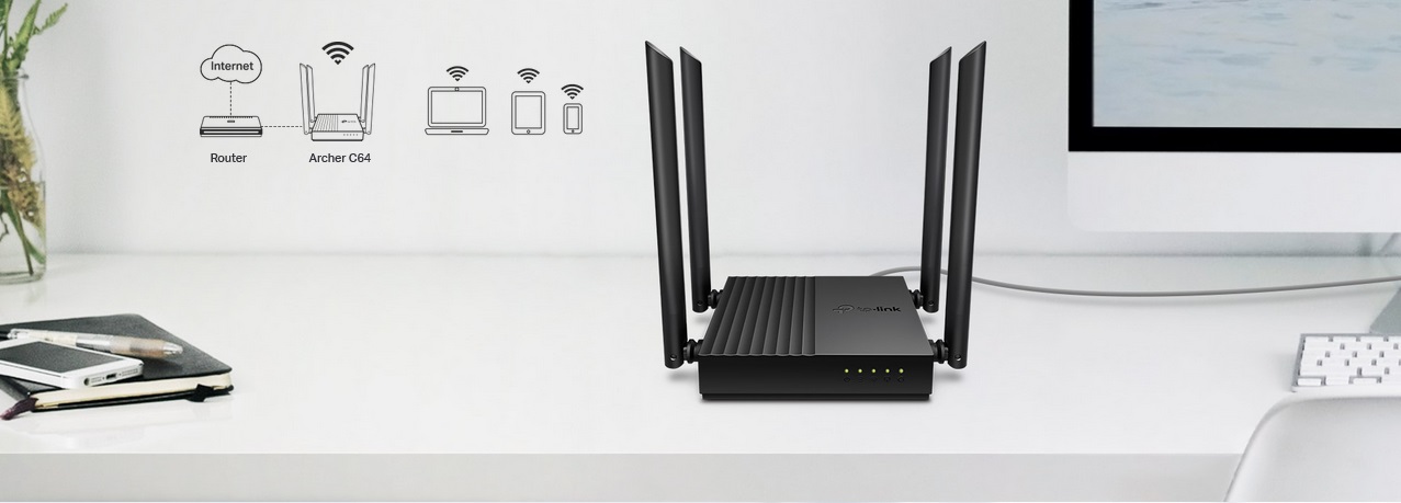 روتر بی سیم و دوباند AC1200 تی پی لینک مدل Archer C64