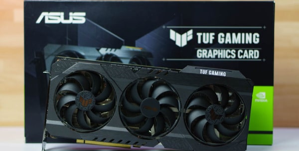 کارت گرافیک ایسوس مدل TUF RTX 3060 O12G GAMING حافظه 12 گیگابایت 2 نمای روبروی کارت گرافیک rog strix 3060
