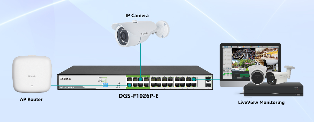 سوئیچ 26 پورت گیگابیتی و دسکتاپ دی لینک مدل DGS-F1026P-E